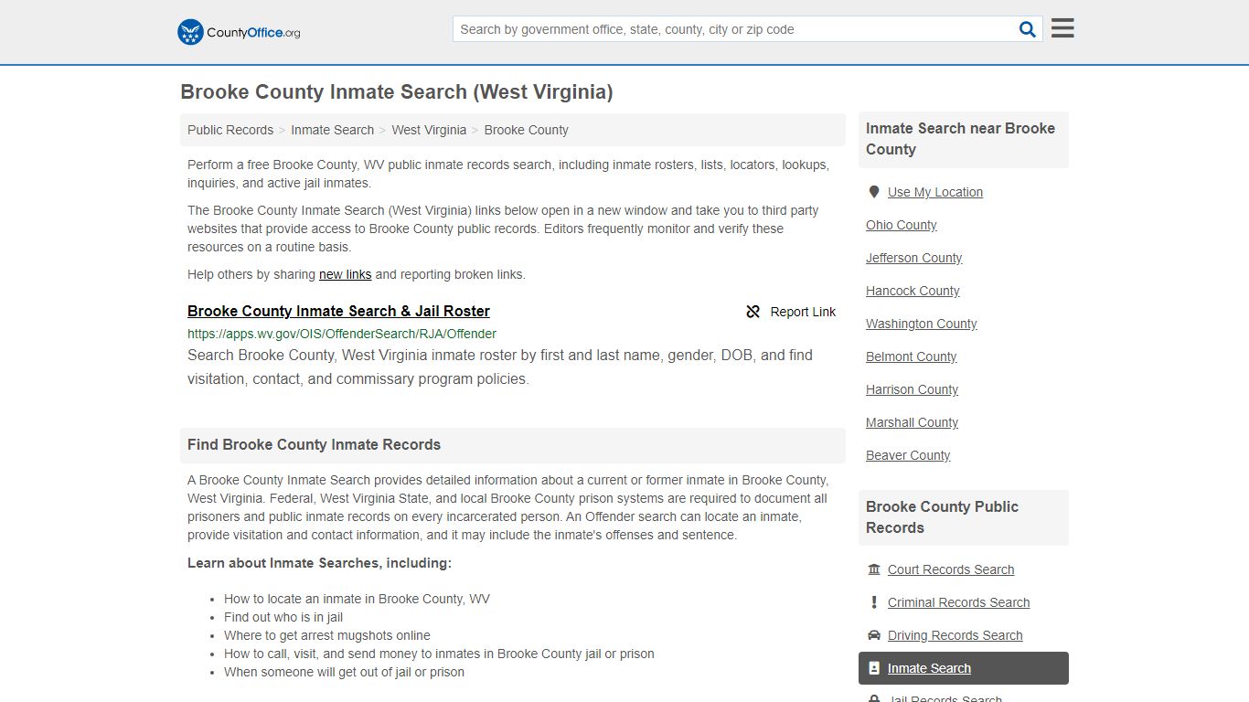 Inmate Search - Brooke County, WV (Inmate Rosters & Locators)